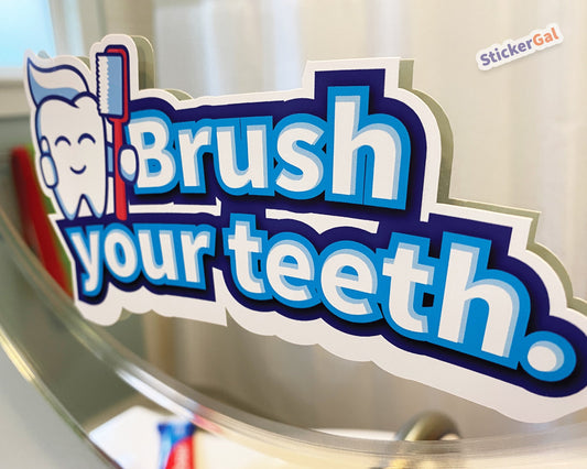 Brush Your Teeth Mirror Cling – Kids Bathroom Reminder Decal