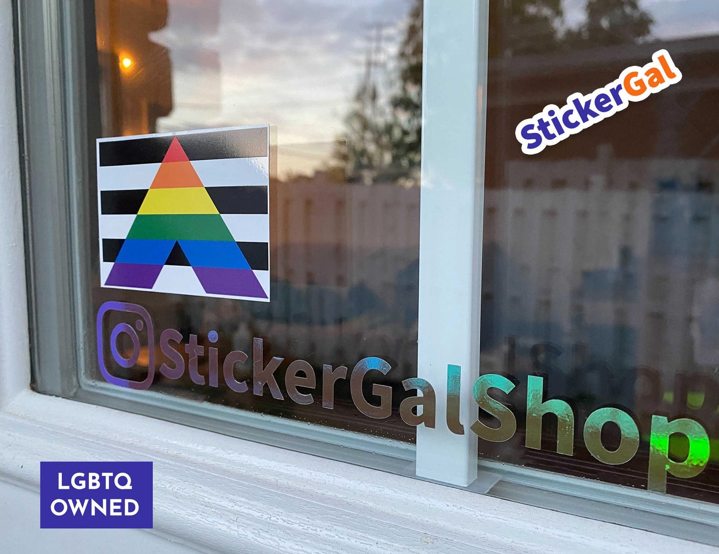 LGBTQ+ Ally Flag Pride Sticker - Reusable Static Cling Window Decal