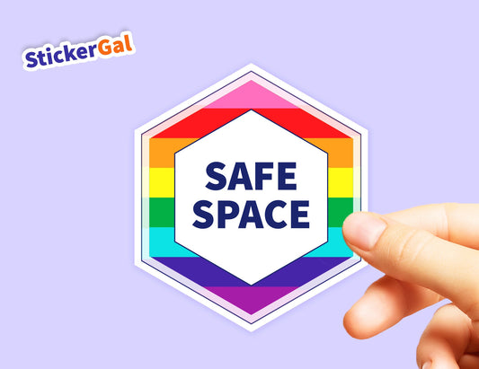 Safe Space Laminated Sticker – Rainbow Pride Welcome Sign
