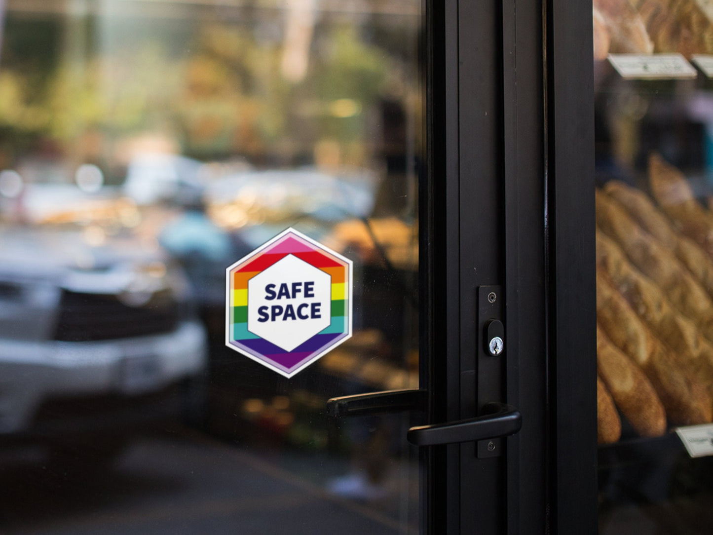 Rainbow Safe Space Window Cling | Inclusive Welcome Sign