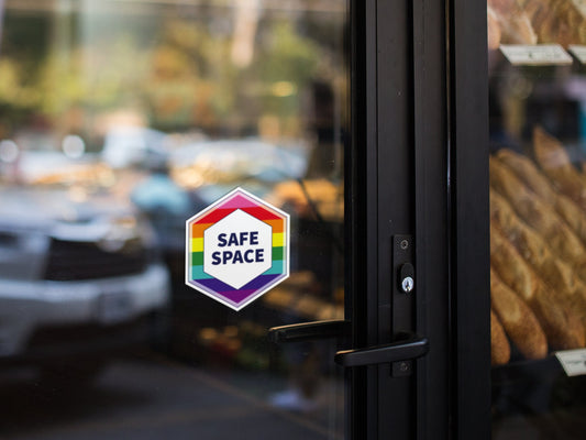 Rainbow Safe Space Window Cling | Inclusive Welcome Sign