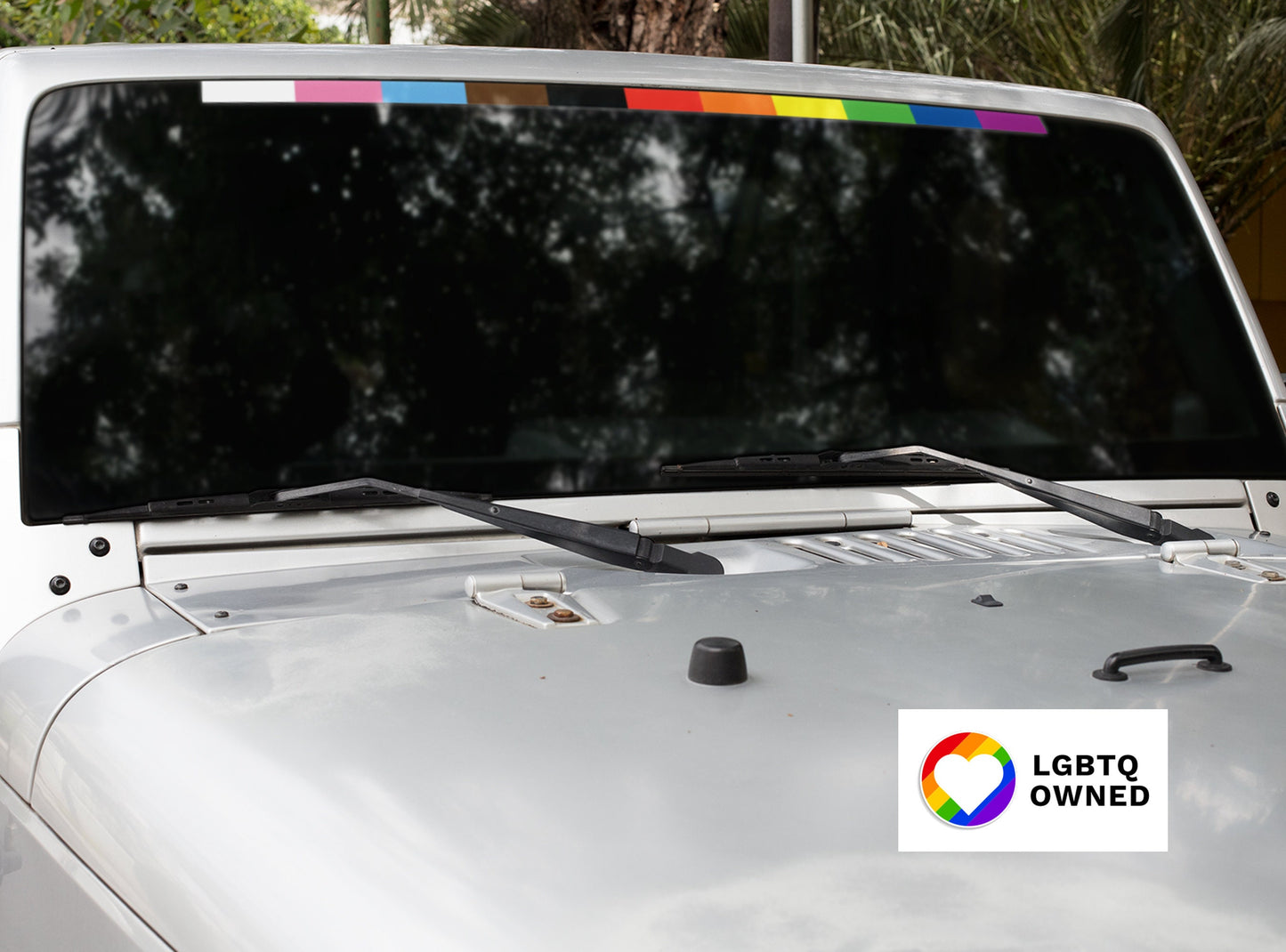 Progress Pride Flag Windshield Banner - 40" Pride Sticker Stripe Decal