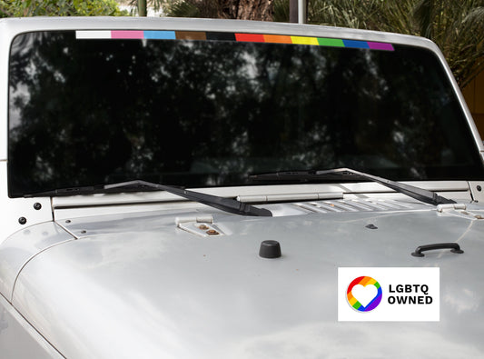 Progress Pride Flag Windshield Banner - 40" Pride Sticker Stripe Decal