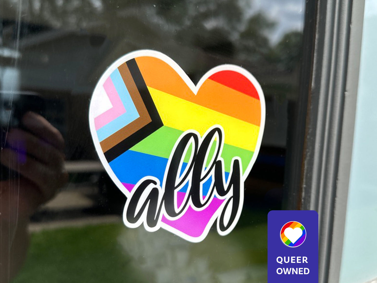 Pride Ally Heart Window Cling | LGBTQIA+ Reusable Sticker